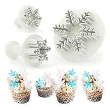 Kit Cortador Ejetor Floco D Neve Pasta Americana Confeitaria Cor Branco Foto mini  2