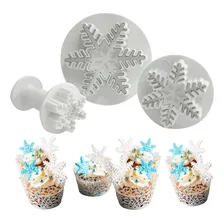 Kit Cortador Ejetor Floco D Neve Pasta Americana Confeitaria Cor Branco Foto mini  3