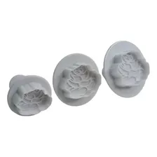 Kit Cortador Ejetor Flor Rosa Confeitaria Cor Branco Foto mini 1