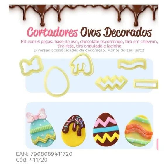 Kit Cortadores Ovos Decorados 6 Peças Bluestar Foto 1