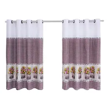 Kit Cortina Cozinha Oxford Estampada 2,80x1,50m + Varão 2m Cor Girassol Foto mini 1