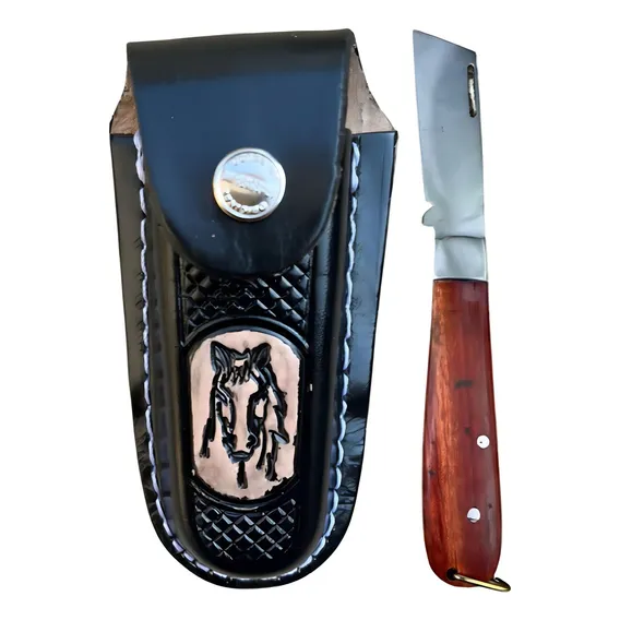 Kit Cowboy Contendo Bainha Em Couro+ Canivete Inox Cor Preto Foto 1