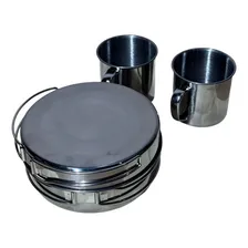 Kit Cozinha Camping 8 Peças Inox Panela Prato Caneca Foto mini 4