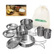 Kit Cozinha Camping 8 Peças Inox Panela Prato Caneca Foto mini 3