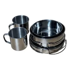Kit Cozinha Camping 8 Peças Inox Panela Prato Caneca Foto mini 2