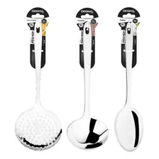 Kit Cozinha Colher De Arroz + Concha + Escumadeira Aço Inox Foto  mini 1