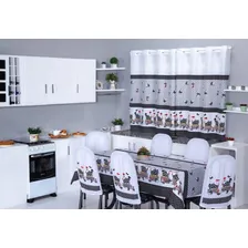 Kit Cozinha Cortina+ Capas De Cadeira+ Toalha 8l - Galinha Foto mini 1