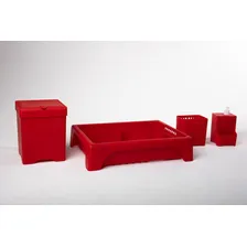 Kit Cozinha Escorredor Lixeira Porta Detergente Porta Talher Cor Vermelho Foto  mini 1