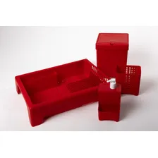 Kit Cozinha Escorredor Lixeira Porta Detergente Porta Talher Cor Vermelho Foto mini 4