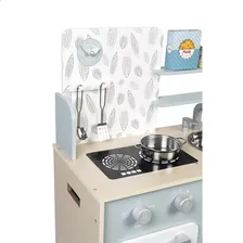 Kit Cozinha Infantil Brinquedo Fogão Grande Madeira Azul Foto mini 4