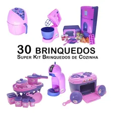 Kit Cozinha Infantil Geladeira Batedeiracafeteira Fogão 28p Foto mini 1
