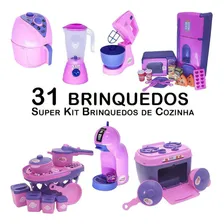Kit Cozinha Infantil Geladeira Batedeiracafeteira Fogão 31pç Foto mini 1