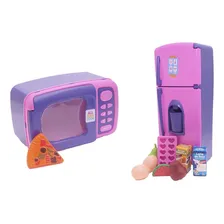 Kit Cozinha Infantil Geladeira Microondas Fogão 30pç Foto mini  2