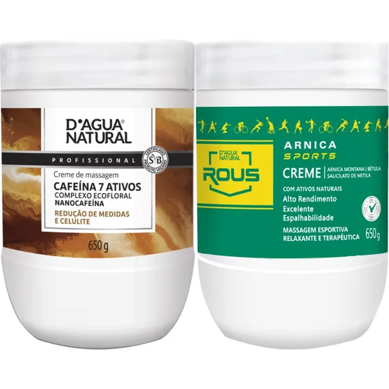 Kit Creme Cafeina 7 Ativos Arnica Sports 650g D'agua Natural Foto 1
