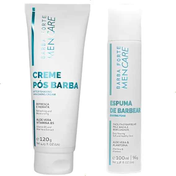 Kit Creme Pós Barba 120g + Espuma Barbear 100ml Barba Forte Foto 1