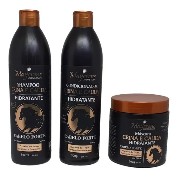 Kit Crina E Cauda Shamp + Cond + Másc Maycrene Naturiun Foto 1