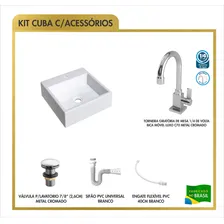 Kit Cuba Q355 Torneira Luxo 1195 Metal Válvula Click 1 Polegada G Sifão Pvc Flexível Compace Branco Foto mini  3
