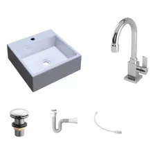 Kit Cuba Q355 Torneira Luxo 1195 Metal Válvula Click 1 Polegada G Sifão Pvc Flexível Compace Branco Foto  mini 1