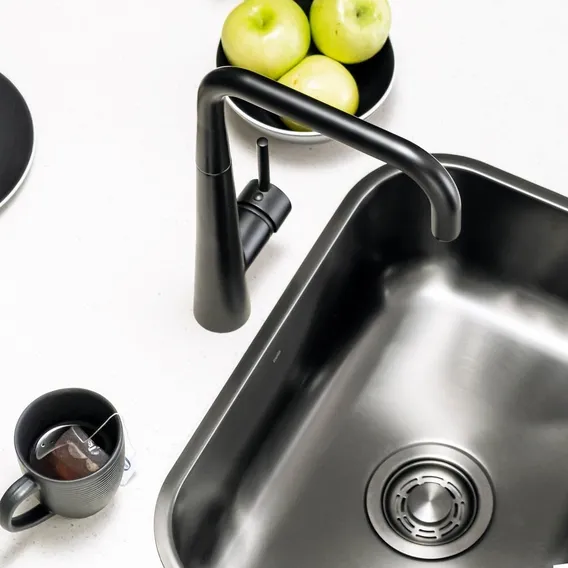 Kit Cuba Retangular Cozinha 50x34 Inox + Válvula Com Tampa Cor Preto Foto 1