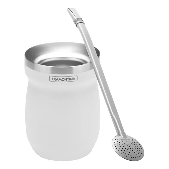 Kit Cuia E Bomba Chimarrão Térmica Tramontina Inox Branca Foto 1