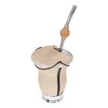 Kit Cuia Glitter Dourada Tapa Erva Bomba Inox Cristais Foto  mini 1