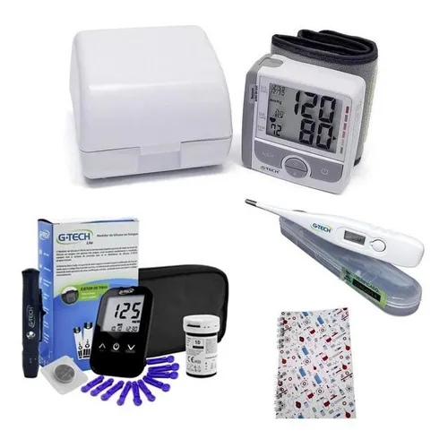 Kit Cuidador Idosos Medidor Glicose Aparelho Pressão Digital Foto 1