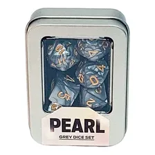 Kit Dados Rpg Set Perolado 7 Dado Case Dice Dnd Buro Cor Cinza Foto mini  2