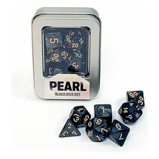 Kit Dados Rpg Set Perolado 7 Dado Case Dice Dnd Buro Cor Preto Foto mini 1