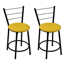 Kit de 2 banquetas Fortmix Aço carbono assento Amarelo Foto  mini 1
