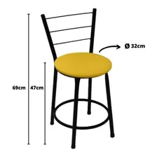Kit de 3 banquetas Fortmix Aço carbono assento Amarelo Foto mini 3