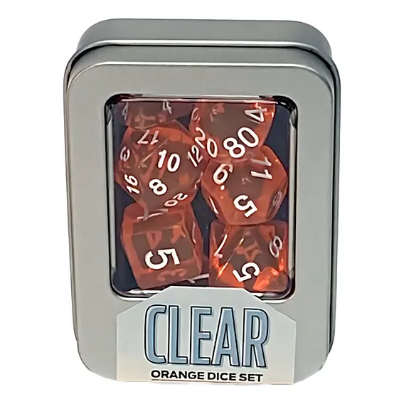 Kit De 7 Dados Rpg: Clear - Orange (laranja) Foto 1