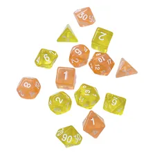 Kit De 7 Dados Rpg: Clear - Orange (laranja) Foto mini 2
