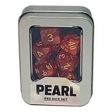 Kit De 7 Dados Rpg: Pearl - Red (vermelho) Foto mini 1