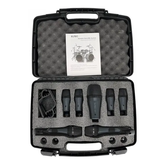 Kit De 7 Microfones Para Bateria Eltec Dma7 Pro + Estojo Top Cor Preto Foto 1