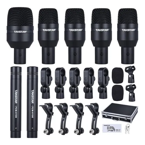 Kit De 7 Microfones Para Bateria Takstar Dmsd7 + Estojo Top Cor Preto Foto 1