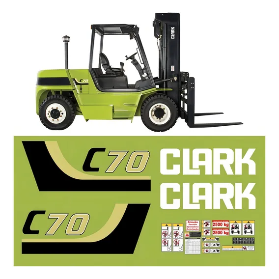 Kit De Adesivo Gráfico Empilhadeira Compatível Com Clark C70 Cor ADESIVO EMBLEMA GRÁFICO Foto 1