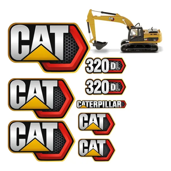 Kit De Adesivos Caterpillar 320dl Para Máquinas Pesadas 2021 Cor Preto Foto 1