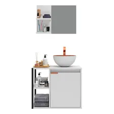 Kit de banheiro armário lateral estilo industrial cor branco com cobre Foto  mini 1