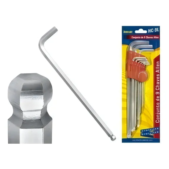 Kit De Chaves Allen 9 Peças De 1,5mm A 10mm Hikari Hc-9l Foto 1