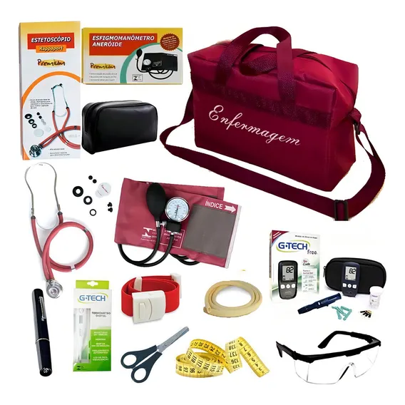 Kit De Enfermagem Vinho Premium Com Glicossímetro N/a Foto 1