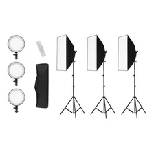 Kit De Iluminação Contínua Soft Box 50x70cm Led 2700k/5500k Cor da estrutura Preto Foto mini 1