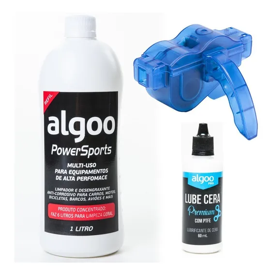 Kit De Limpeza Corrente Desengraxante E Lube Cera Algoo 60ml Foto 1