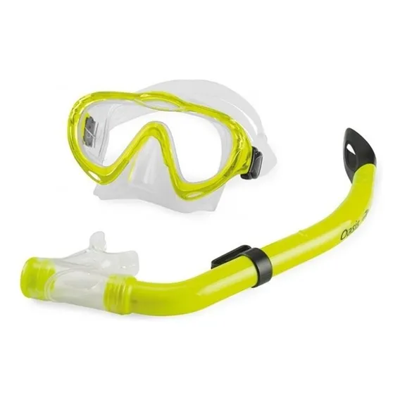 Kit De Mergulho Infantil Com Mascara E Snorkel Mormaii Oasis Cor Limão Foto 1