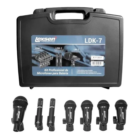 Kit De Microfones Para Bateria Lexsen Ldk-7 Com 7 Microfones Cor Preto Foto 1