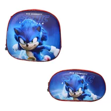 Kit De Mochila Escolar Kit Mochila Rodinhas 3d Kit 3 Peças Sonic 3d Rodinhas Com Design Sonic - Azul Foto mini  2