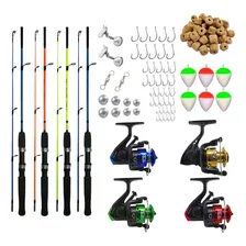 Kit De Pesca Completo Suporta 6kg 4 Vara 4 Molinete E Itens Foto mini 1