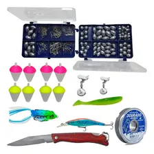 Kit De Pesca Esportiva Anzol Iscas Articiais Boias Girad Foto  mini 1