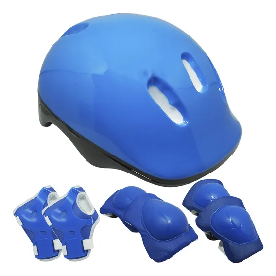 Kit De Proteção Infantil Skate Patins Bicicleta Azul Foto 1