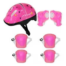 Kit De Proteção Skate Infantil Rosa Patins Bicicleta Cor Rosa Star Pink Foto mini 1
