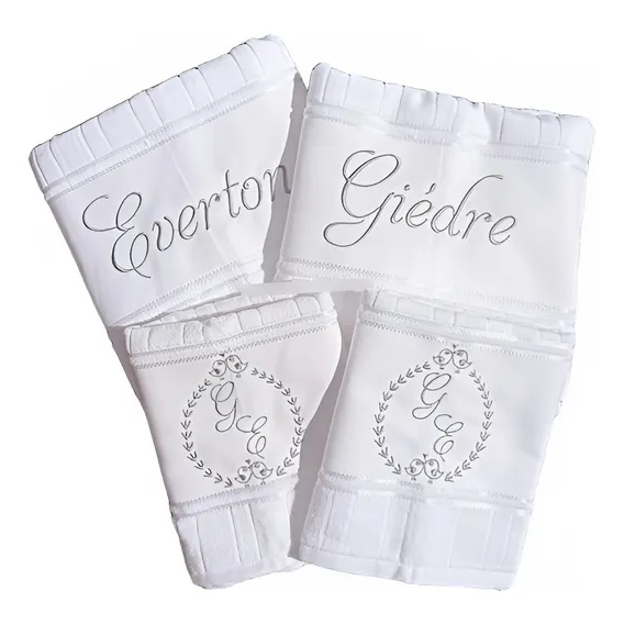 Kit De Toalhas De Banho Para Casal Bordada Personalizado Foto 1